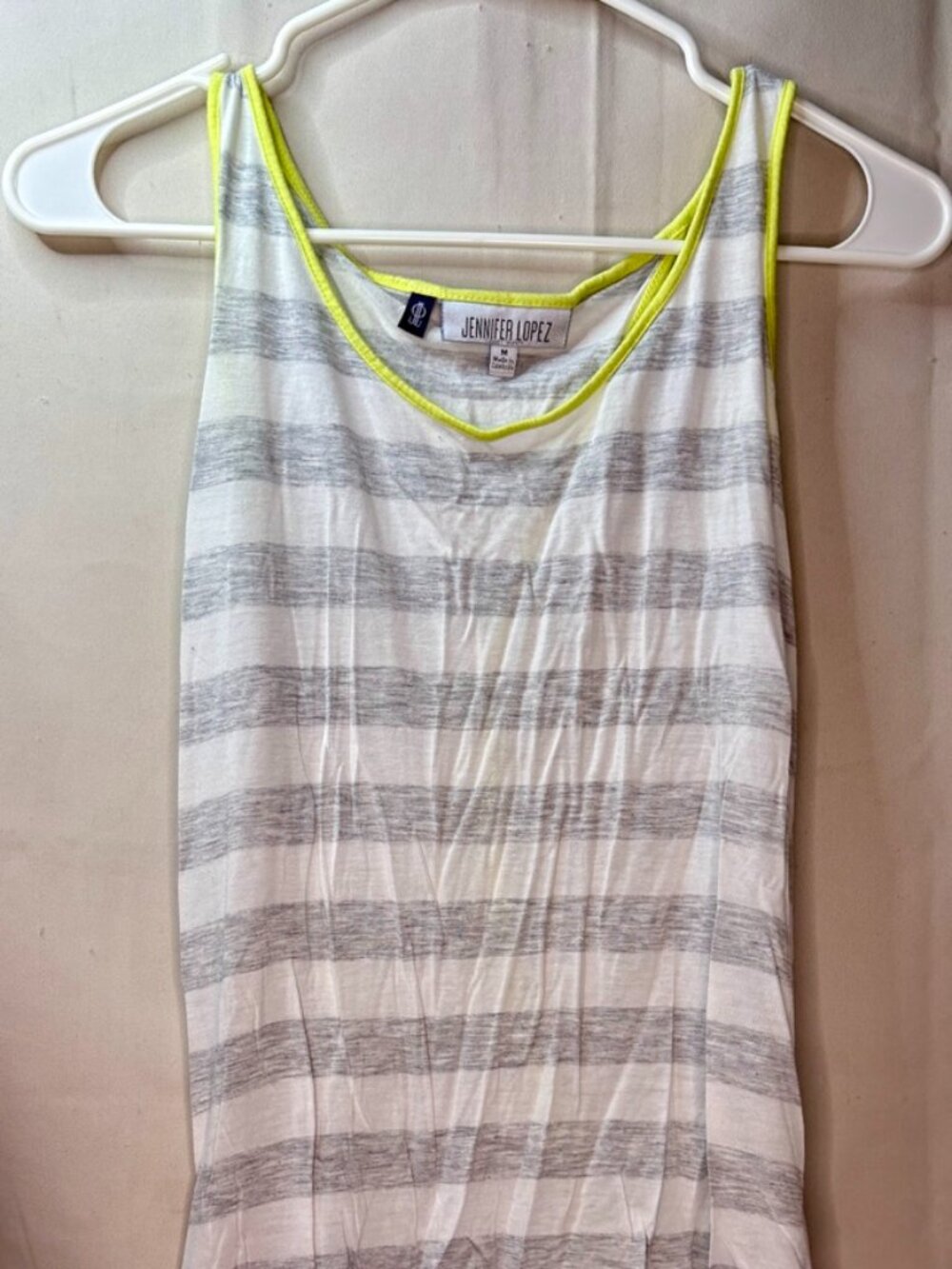 Women's Jennifer Lopez Size M - White/Gray/Yellow Sheer Sleeveless Shirt Top